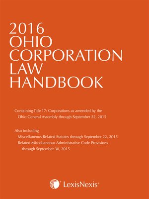 cover image of Anderson's 2016 Ohio Corporation Law Handbook